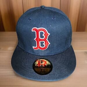 New MLB Boston Red Sox Fitted Baseball Cap w/Red "B" Logo Men's Size 7 5/8 NWT